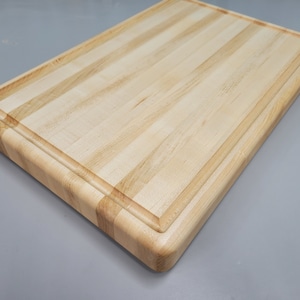 Maple Butcher Block Cutting Board 2&quot; Thick 18&quot; Long Edge Grain with Juice Groove and Rounded Edges