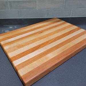 Maple and Cherry Butcher Block Cutting Board Edge Grain 1.25&quot; Thick