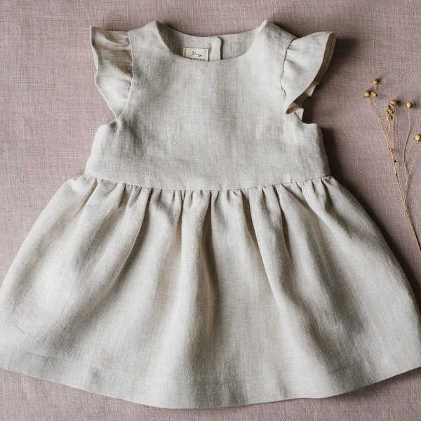 Linen baby dress, linen girl dress, baby vintage, retro outfit, baby girl clothes, natural clothes, kids clothes, summer dress