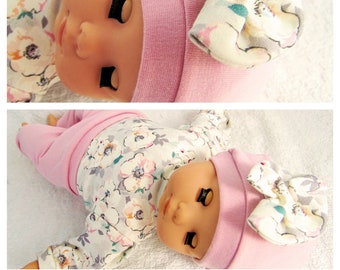 Floral doll outfit, shirt, pants and hat with a bow,  8 9 10 12 13 14 inch doll clothes,  20 to 36 cm dolls Baby Alive clothes