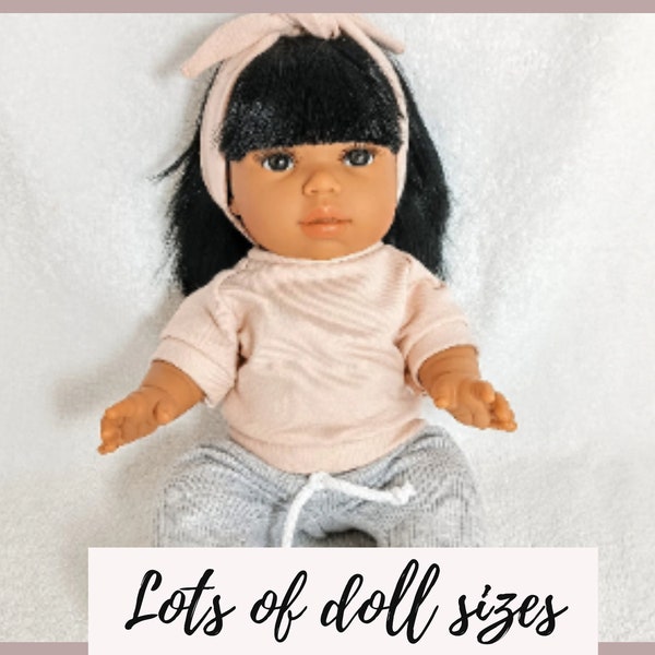 Doll chill out outfit, shirt - top, pants - leggins, headband, silver grey shoes for 8 9 10 11 12 13 14 15 16 17 inch dolls