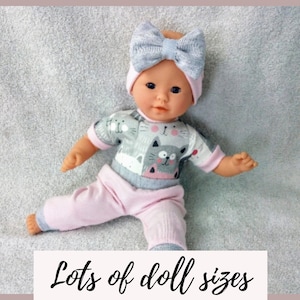 Kitties Doll Clothes: Bodysuit, Pants & Headband - Fits 8-14 Inch Dolls