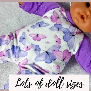 Pink and purple butterflies set, romper, headband, white shoes ,  inch doll clothes