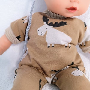 Moose romper, brown sleeper for 8 9 10 11 12 13 14 15 16 17 inch boy doll clothes image 9