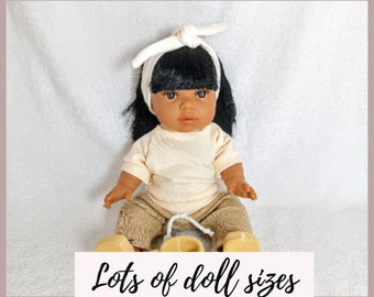Doll chill out outfit, shirt - top, pants - leggins, headband, beige shoes, tea cup for 8 9 10 11 12 13 14 15 16 17 inch dolls