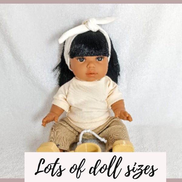 Doll chill out outfit, shirt - top, pants - leggins, headband, beige shoes, tea cup for 8 9 10 11 12 13 14 15 16 17 inch dolls