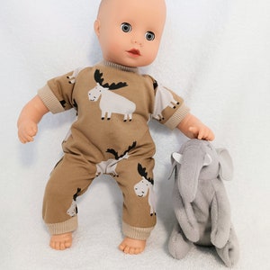 Moose romper, brown sleeper for 8 9 10 11 12 13 14 15 16 17 inch boy doll clothes image 4