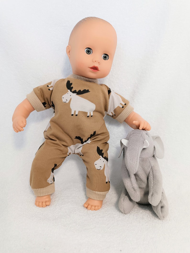 Moose romper, brown sleeper for 8 9 10 11 12 13 14 15 16 17 inch boy doll clothes image 4