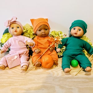 Ribbed knit jersey DOLL BEANIES, beanie hats, mix of colors, 8 9 10 12 13 14 15 16 17 inch doll clothes, image 3