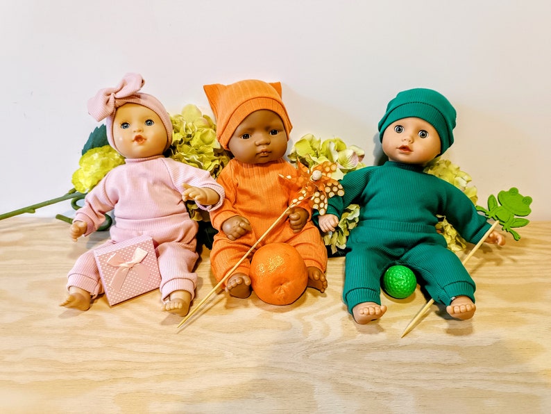 Ribbed knit jersey DOLL BEANIES, beanie hats, mix of colors, 8 9 10 12 13 14 15 16 17 inch doll clothes, image 3
