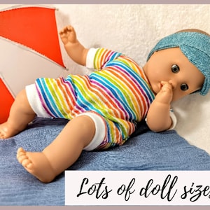 Rainbow Doll Romper & Jeans Visor: Fits 8-17 Inch Dolls