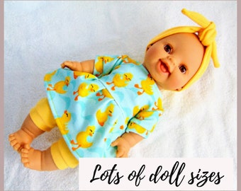 Sweet yellow ducklings, shirt / dress, pants / bloomers and headband, 8 9 10 12 13  14 15 16 17 inches dolls Miniland clothes