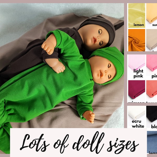 Doll sleeping sack and a hat,for 8 9 10 11 12 13 14 15 16 17 inch dolls, gender neutral clothes, Puppenkleidung, veste de poupée
