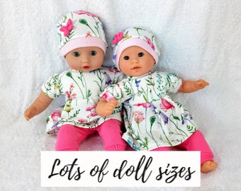 Meadow flowers set, pants, shirt and hat, 8 9 12 13 14 15 16 17 inch doll clothes, Corolle clothes