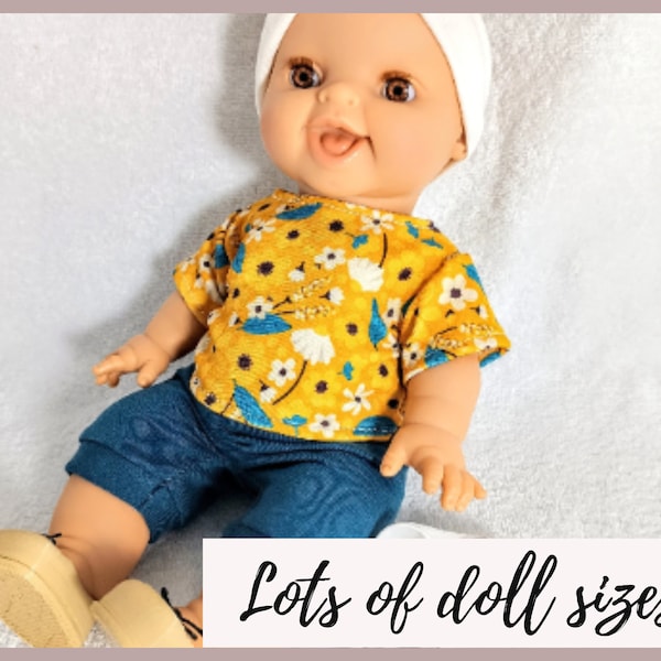 Doll shirt, shorts - bloomers, headband and beige shoes for 8 9 10 11 12 13 14 15 16 17 inch dolls