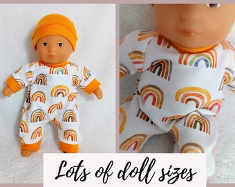 Over the rainbow in orange, pajamas, romper, sleeper , 8 9 10 12 13 14 15 16 17  inch doll clothes gender neutral boy