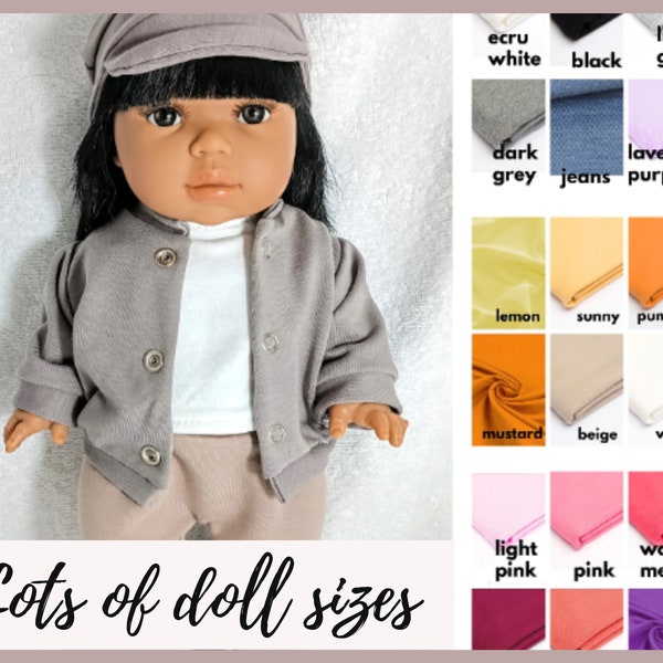 Doll jacket, snaps for 8 9 10 11 12 13 14 15 16 17 inch dolls, gender neutral clothes, Puppenkleidung, Puppenjacke, veste de poupée