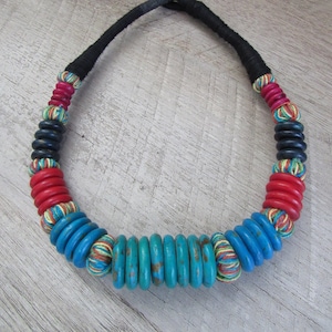 Unique African Black Panther Movie Inspired Chunky Colorful Disc Ethnic Choker Handmade Necklace