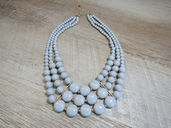 Vintage Cadet Gray Multi Layered Statement Choker… - image 4
