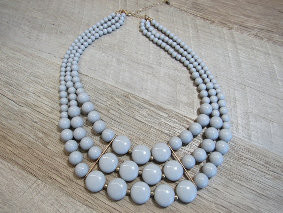 Vintage Cadet Gray Multi Layered Statement Choker… - image 8