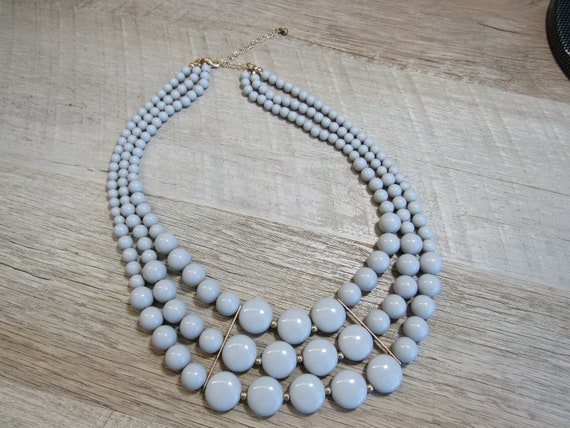 Vintage Cadet Gray Multi Layered Statement Choker… - image 7