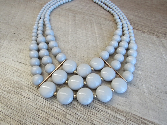 Vintage Cadet Gray Multi Layered Statement Choker… - image 1