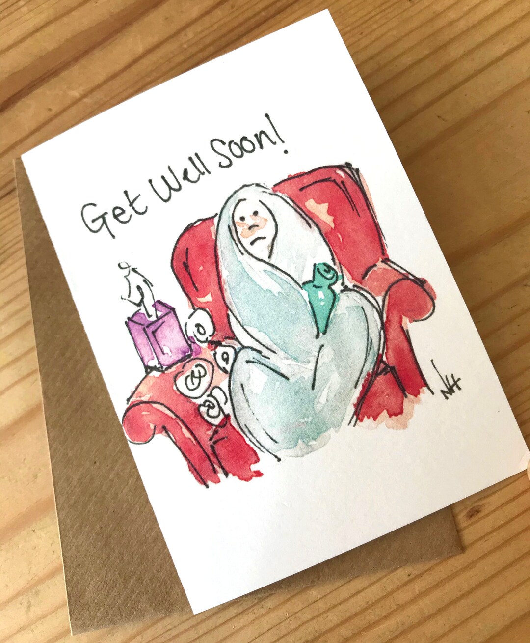 Get Well Soon Hand Painted Greetings Card - Etsy