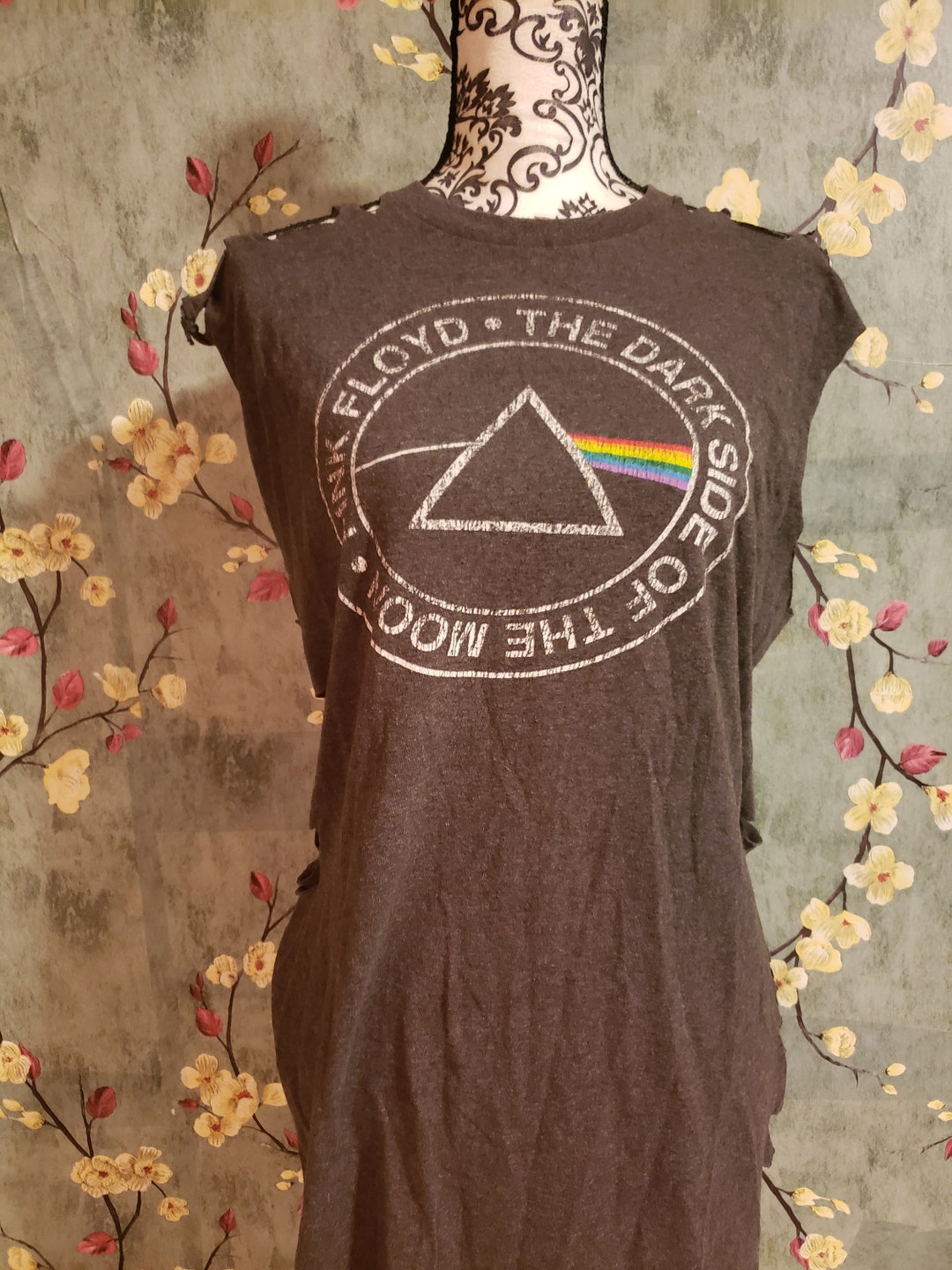 PINK FLOYD Pink Floyd cropped tank top for women, size S cotton black type Vintage Second Hand