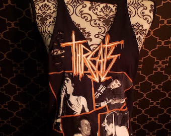Vintage Threats Band Tank - Hand Modified Distressed Cutout Top, Women's Small