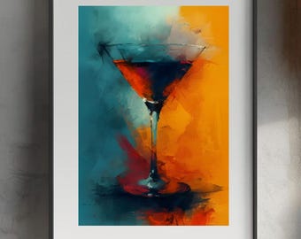 Espresso Martini Print - Cocktail Poster for Dopamine Decor, Abstract Cocktail Wall Art & Bar Decor, Martini Glasses, Print at Home