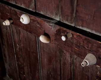 Handmade wooden wall coat hooks