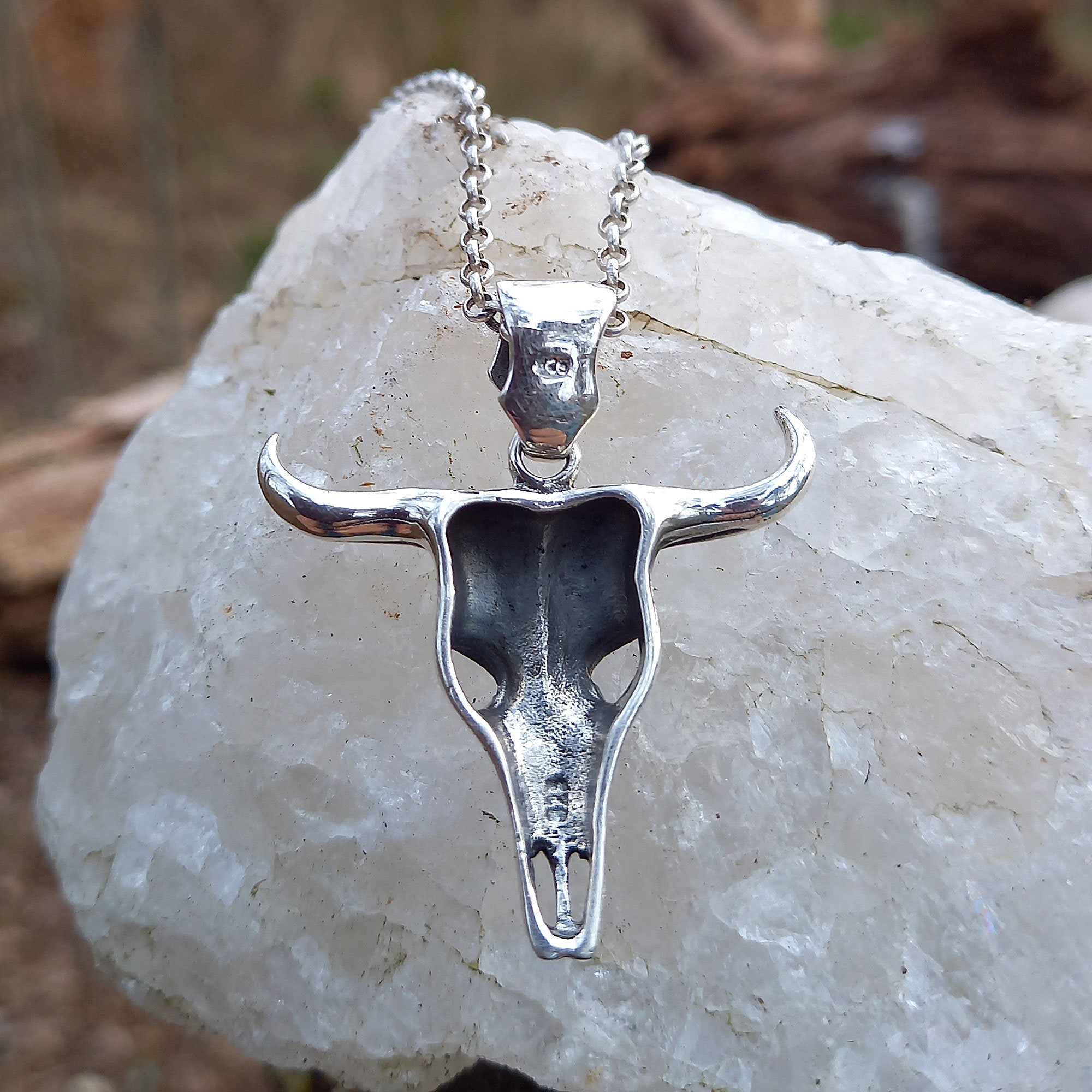 Marcasite Steer pendant with Deer Antler — ‎