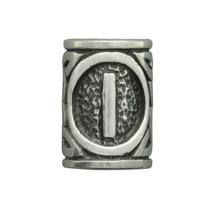 May include: Silver bead with a textured surface and a raised circle containing the Roman numeral 'I'.