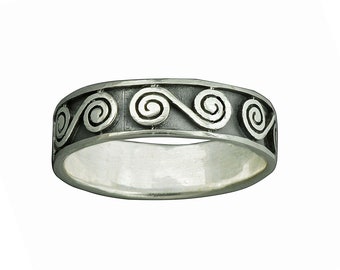 Sterling Silver Double Spiral Band Ring: Celtic Design