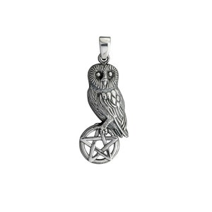 Owl Pentagram Star Pentacle Pendant 7 g Sterling Silver 925 Stamped BELDIAMO