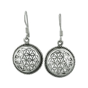 Beldiamo 925 Sterling Silver  Flower of Life Earrings, Sacred Geometry Earrings, Chakra Balance Jewelry , GIft for Her, Bocho Earrings