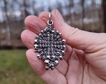 Sterling Silver Skull Cross Pendant, Gothic Memento Mori Amulet