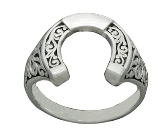 Beldiamo 925 Sterling Silver Horseshoe Horse Gift Ring Western Ring Men Jewelry