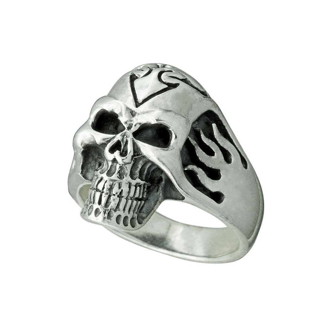 Skull Skeleton Biker Rider Black Oxidized Ring 925 Solid