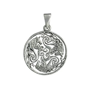 Celtic Three Horse Braided Hear Filigree  Knot Triskelle Norse Pendant 6 g Sterling  Silver Beldiamo