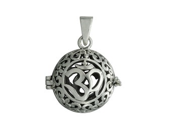 Beldiamo 9,5 g 925 Sterling Silver Harmony Ball Om Symbole Angel Caller Médaillon Pendentif Fait Main