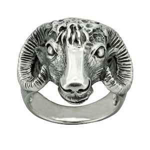 Bague de motard gothique du zodiaque Bélier en argent sterling 18,5 Beldiamo