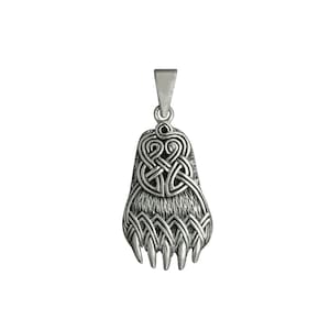 Beldiamo 6 g 925 Sterling  Silver Bear Paw Pendant Viking Norse Men Amulet Gift for Men and Women