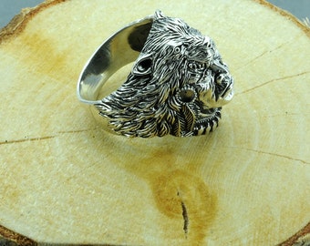 Native American Indian Chief Headdress Ring Heavy Gol
