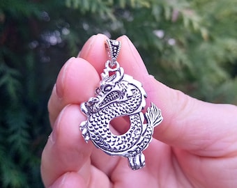 Celtic Dragon Pendant: 925 Sterling Silver Mythology Necklace