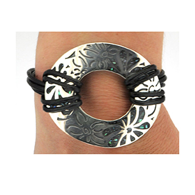 Set Mother of Pearl Vintage Handcrafted Boho Hippie 45.1 g 25 g 925 Sterling Silver Necklace and Bracelet BELDIAMO