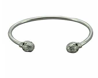 Beldiamo 16 g 925 Sterling Silver Sugar Skull Bangle  Cuff  Bracelet Biker