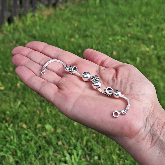 Sterling Silver Snake Chain Charm Bracelet: Artisanal Silver
