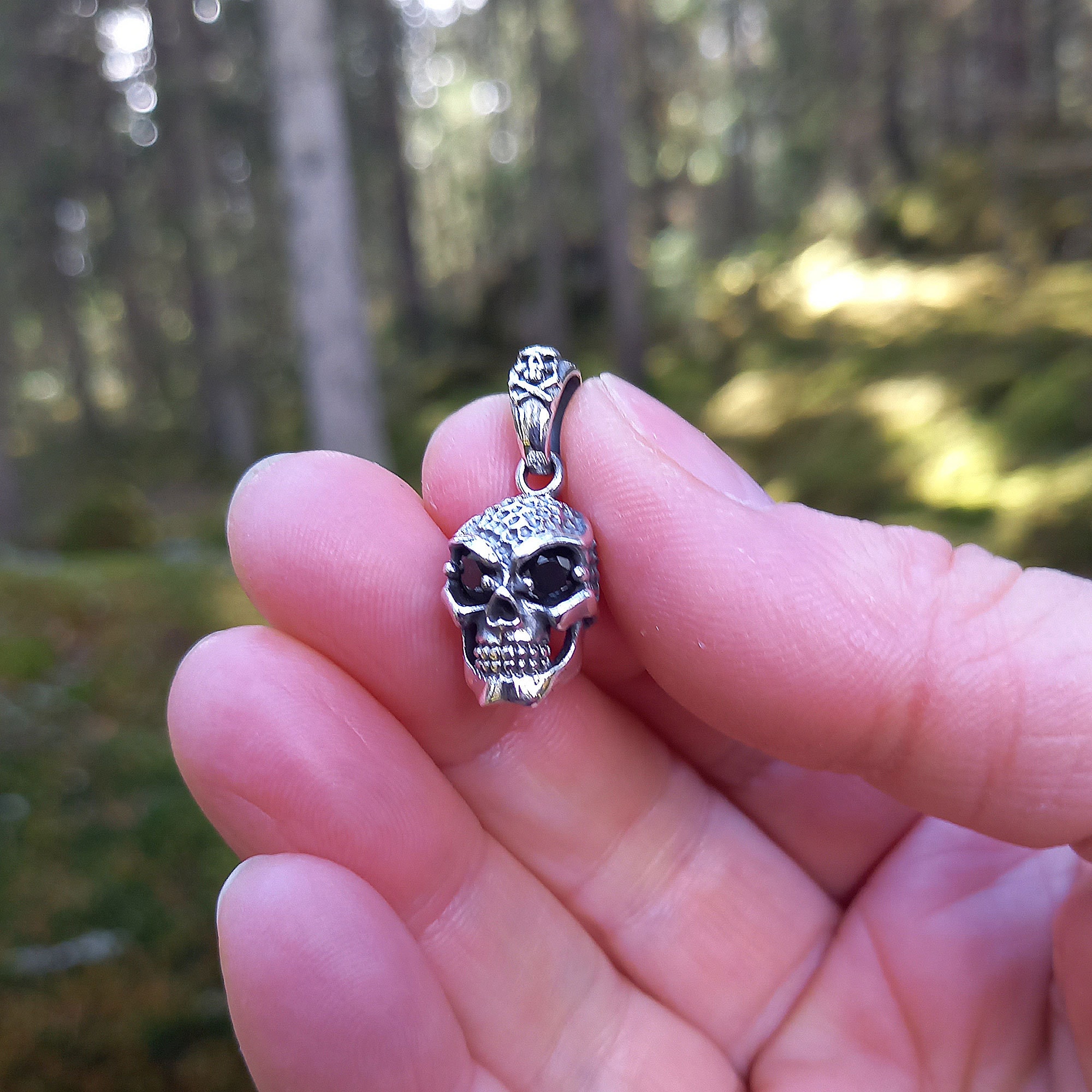 Skull Pendant 925 Sterling Silver With Black CZ Eyes gothic Style Skull Biker Jewelry human Skull Pendant gift for Men Women by Beldiamo Etsy
