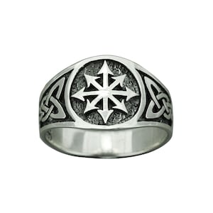 Symbol of Chaos Ring 925 Sterling Silver  Wheel of Chaos Eight Pointed Ring, Arrow Chaospere  Star  Anarchia Ring Gift Jewelry by Beldiamo